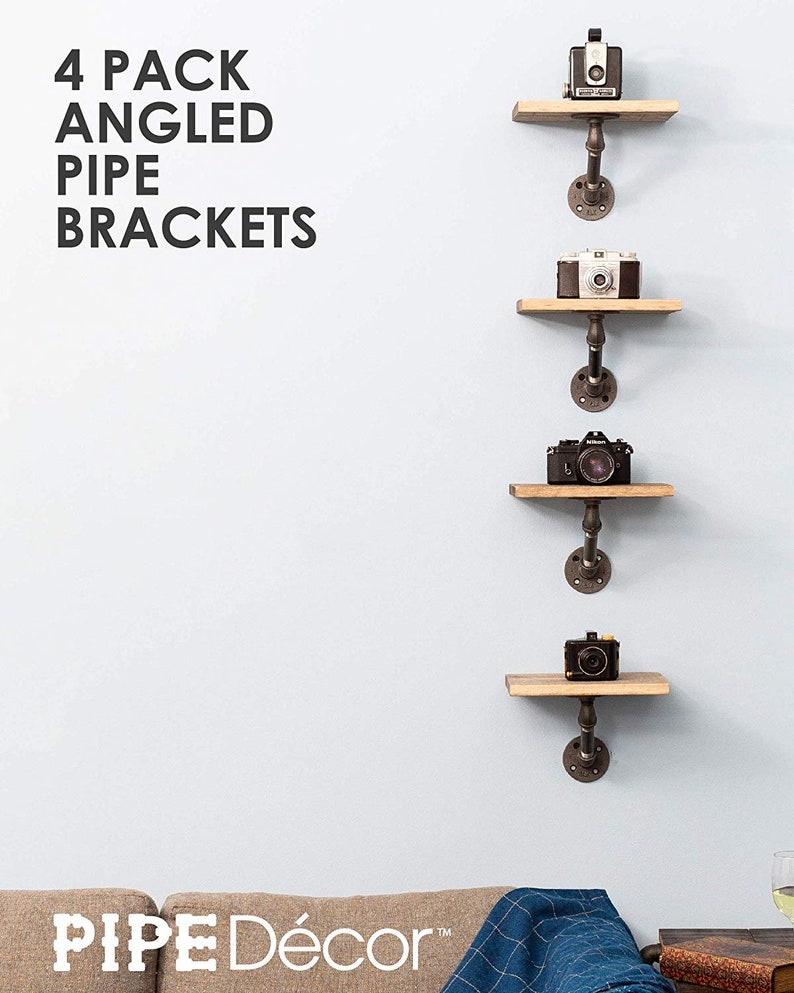 Pipe Shelf Brackets Industrial Angled Bracket for Rustic Etsy