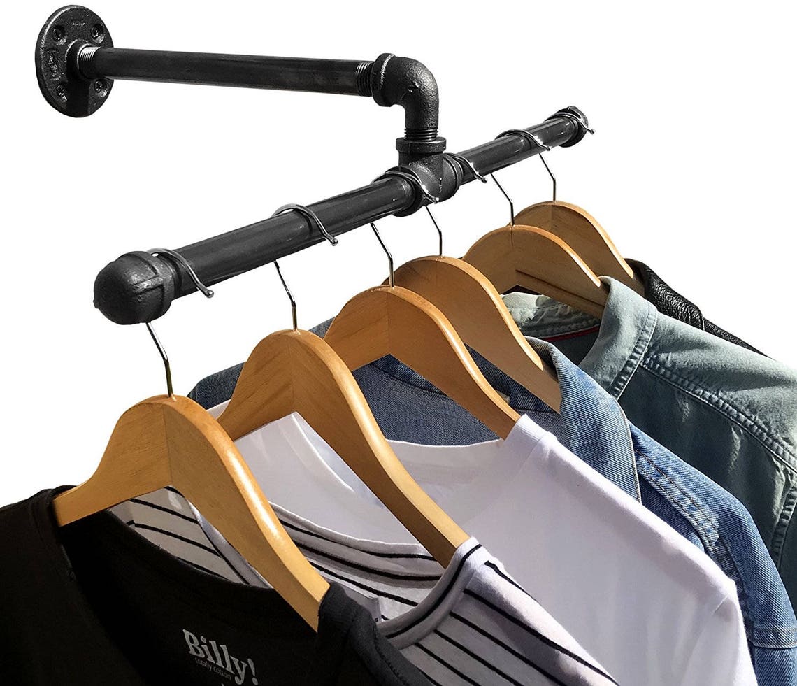 Industrial Pipe Wall Mount Clothing & Garment Rack Etsy