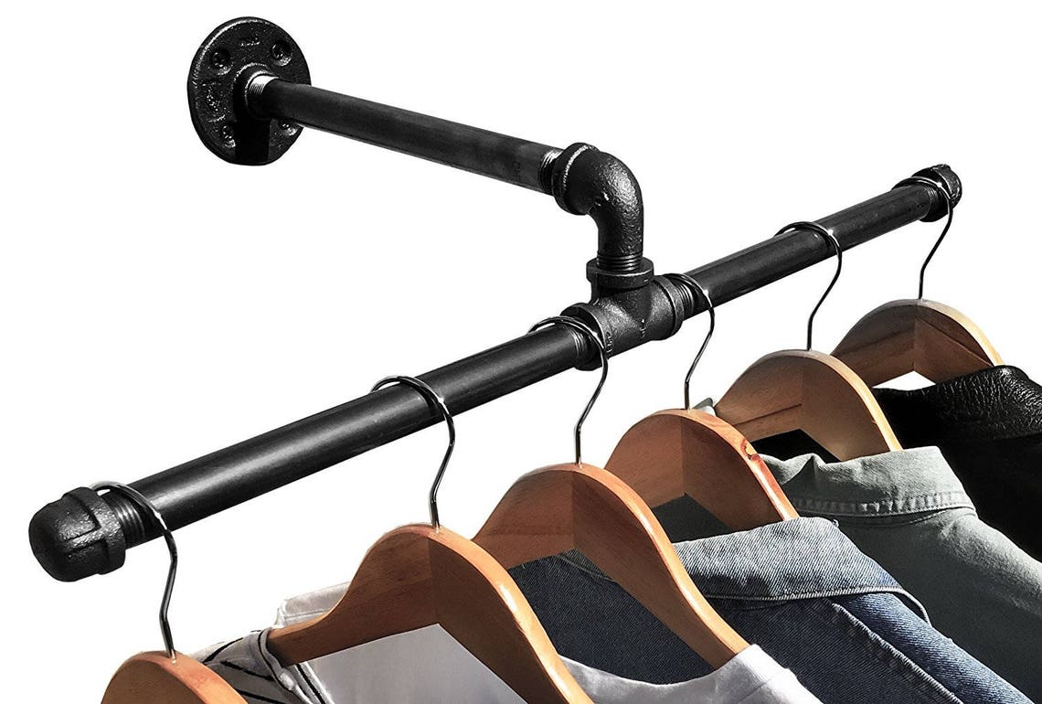 Industrial Pipe Wall Mount Clothing & Garment Rack Etsy