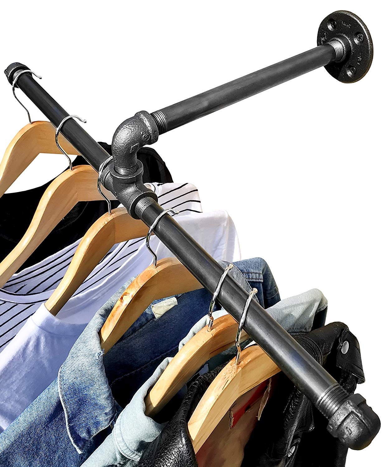 Industrial Pipe Wall Mount Clothing & Garment Rack Hardware Etsy