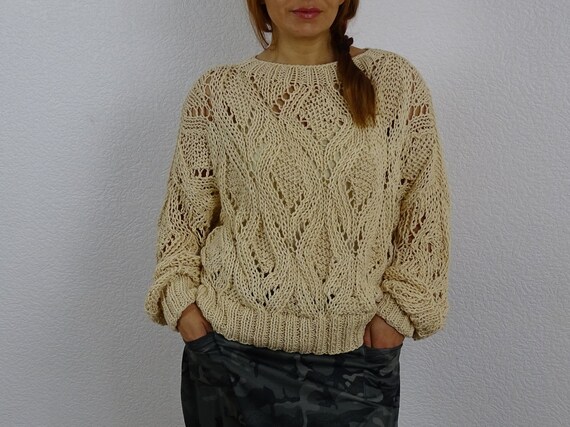 Cream slouchy sweater cheap