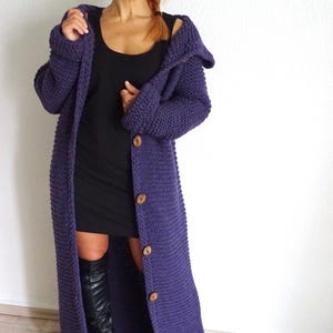 Maxi Long Hand Knitted Cardigan Coat, Oversized Slouchy Style Chunky Knit Overcoat, Boho Style Pure Wool Duster Jacket Coat, Made to order