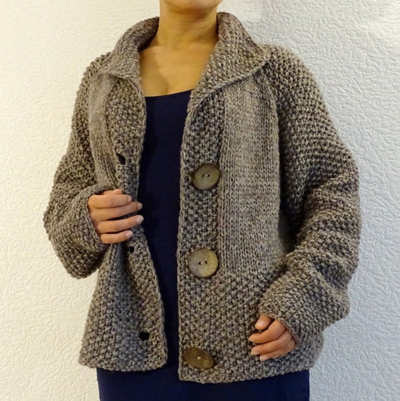 Bulky Knit Oversized Alpaca Wool Womens Cardigan Slouchy Loose | Etsy