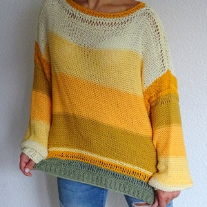 Loose knit oversized slouchy womens sweater Sunny loose fit sweater Eco organic cotton sweater Oversized bulky cotton Summer spring sweater