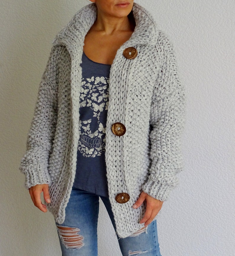 Bulky Knit Casual Women's Cardigan Knit Jacket Bulky Etsy