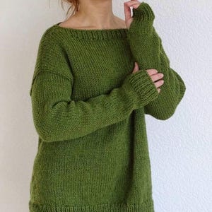 Olivgrün Mix Pullover Alpaka Wolle Pullover Pullover Locker gestrickt lange slouchy Daumenloch Pullover Pullover Pullover Made to order Geschenkideen