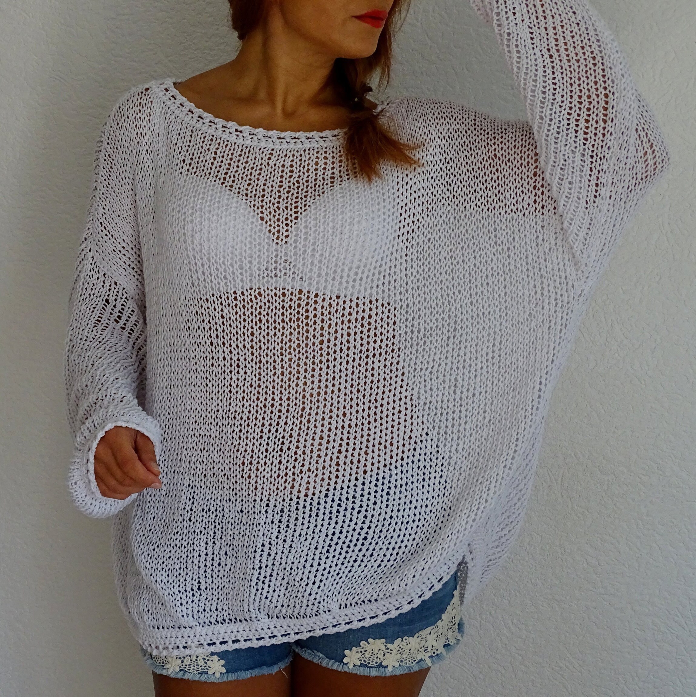 white summer sweater