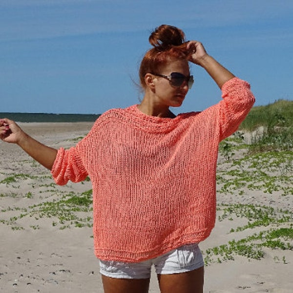 Pull Boho Beach Vibes, pull pull oversize en tricot ample, pull ample ample d'été, pull haut en maille transparente en tricot, fabriqué sur commande