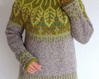 Merino Wool Fair Isle Knit Sweater | Chunky Scandinavian Pullover