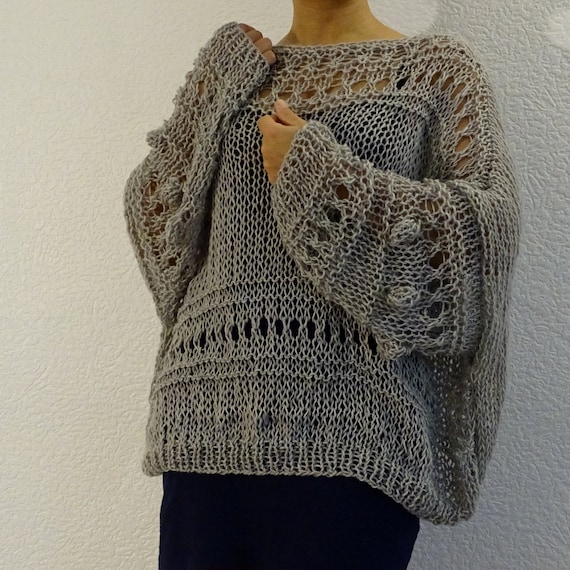 Oversized grey knit jumper online