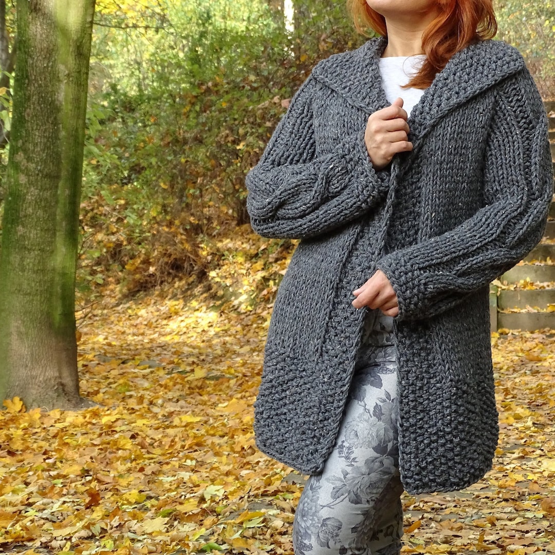 Cable Knit Braided Cardigan, Open Front Oversized Cardigan