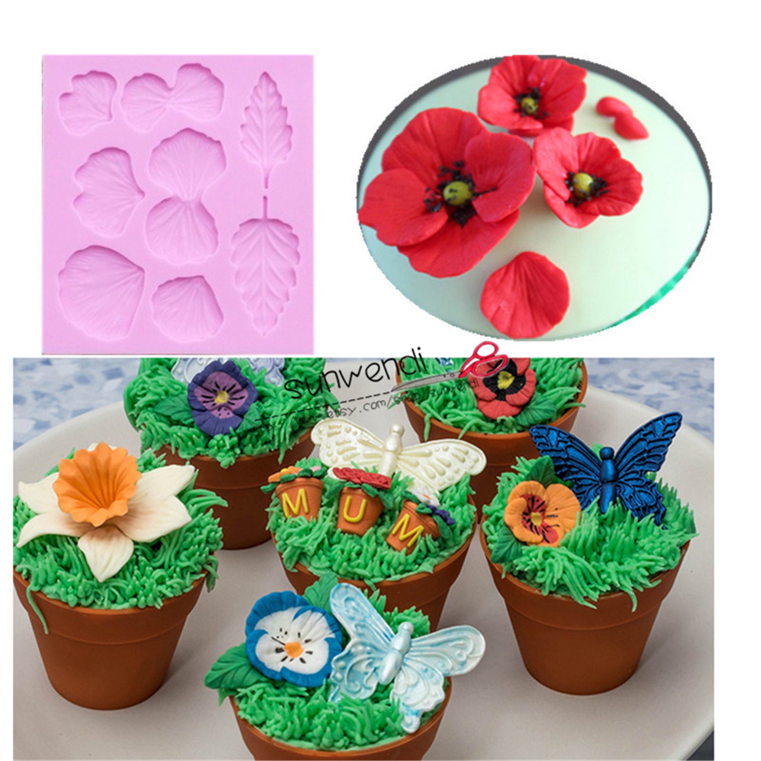 Flowers Silicone Fondant Mold by Celebrate It®