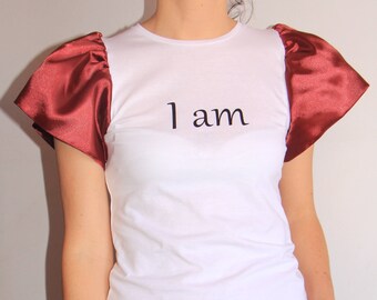 Root chakra t-shirt, gift for her, I am, yoga, motivational, fashion chic women's t-shirt, white elegant t-shirt, statement t-shirt, trendy