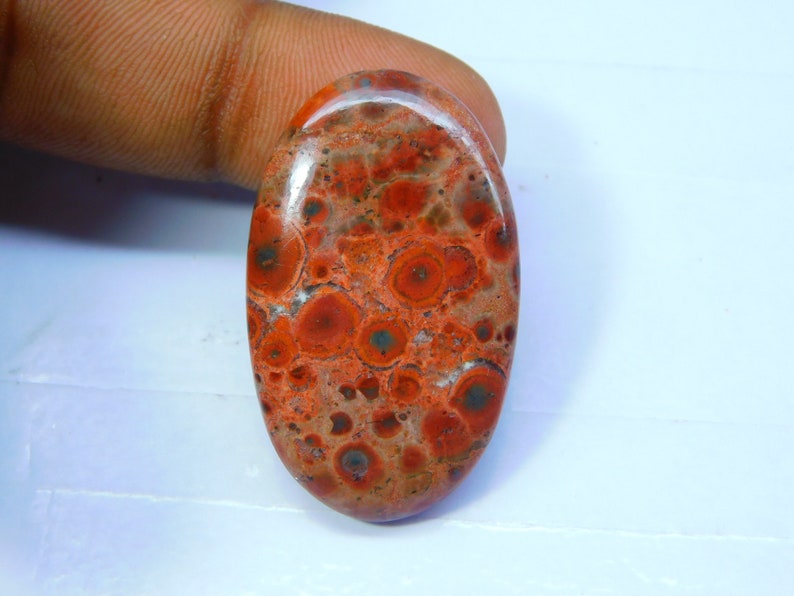 Poppy jasper Cabochons Natural stone { 36 x 21} mm 39 Ct #4648