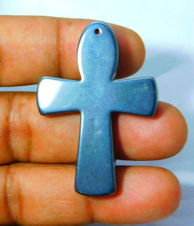 100 /% Natural Hematite Cabochon Cross Pendent Sign Of God Top Quality Jewelry making Stone For Necklace Jewelry Smooth Polished 73 Ct #3813