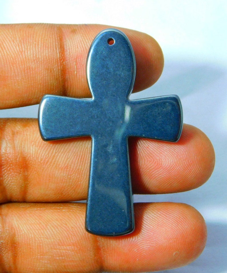 100 /% Natural Hematite Cabochon Cross Pendent Sign Of God Top Quality Jewelry making Stone For Necklace Jewelry Smooth Polished 73 Ct #3813