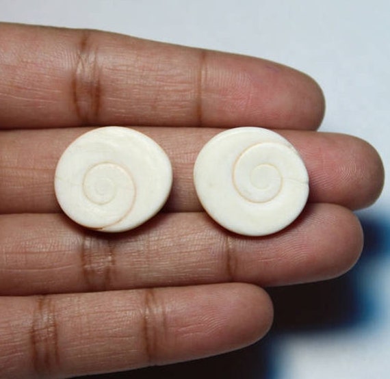 5 or 10 Natural Spiral Shaped Shell Buttons Size Between 24-31mm in Packs of 2