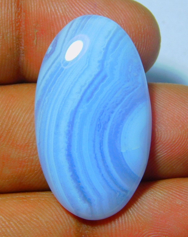 Natural Blue Lace Agate cabochon loose semi precious gemstone Wholesale Gemstone Pendent Making Polished Agate {34 X 18} mm 28 Ct #3775