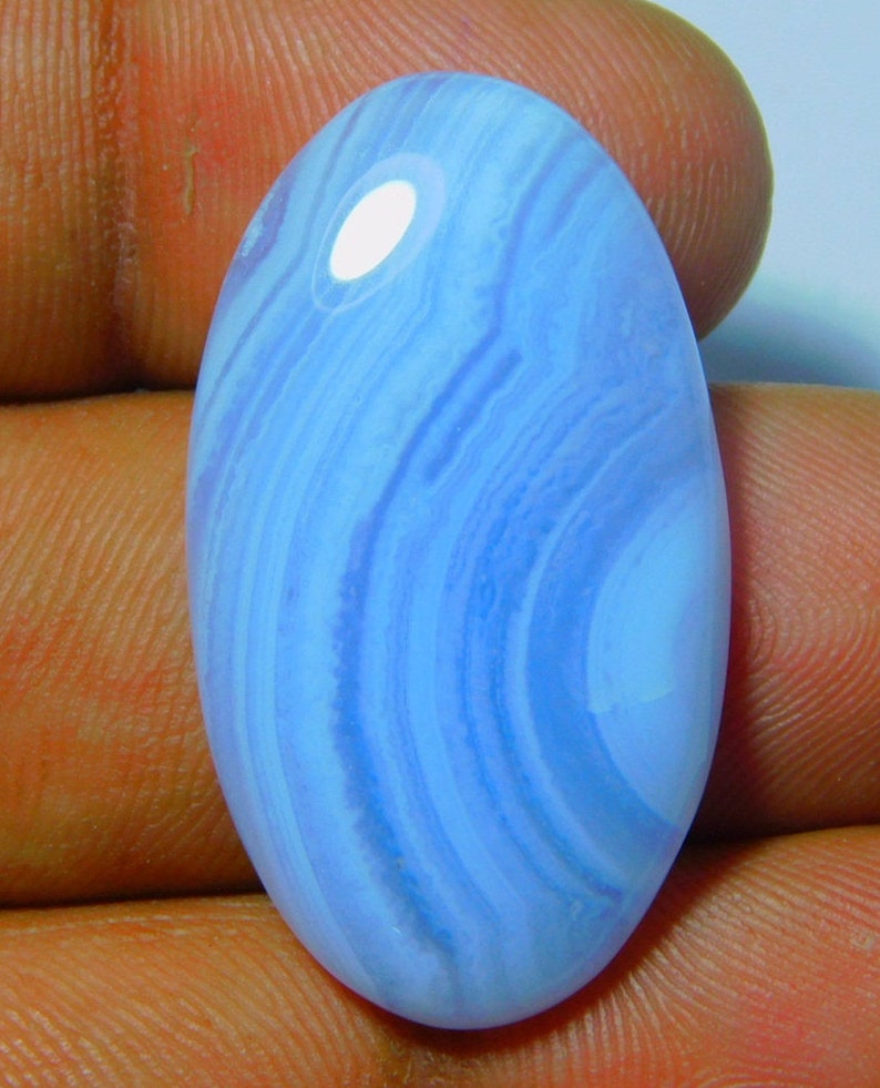 Natural Blue Lace Agate cabochon loose semi precious gemstone Wholesale Gemstone Pendent Making Polished Agate {34 X 18} mm 28 Ct #3775