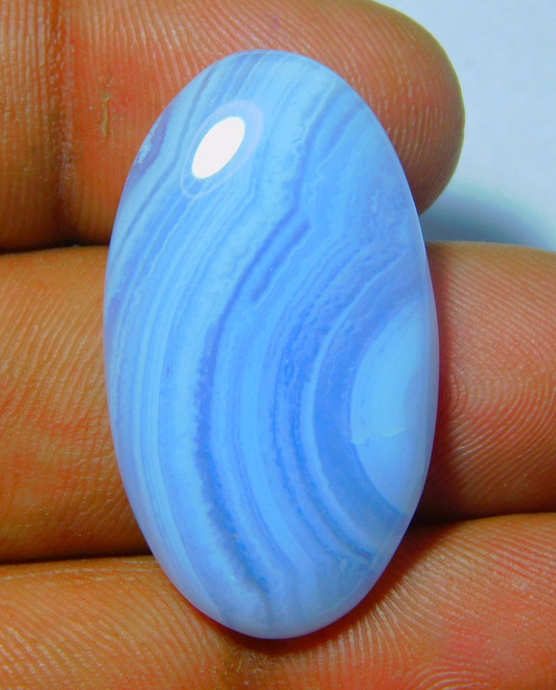 Natural Blue Lace Agate cabochon loose semi precious gemstone Wholesale Gemstone Pendent Making Polished Agate {34 X 18} mm 28 Ct #3775