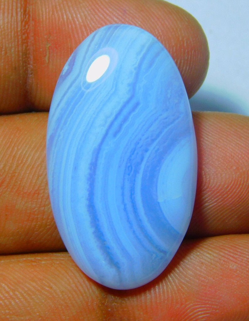Natural Blue Lace Agate cabochon loose semi precious gemstone Wholesale Gemstone Pendent Making Polished Agate {34 X 18} mm 28 Ct #3775