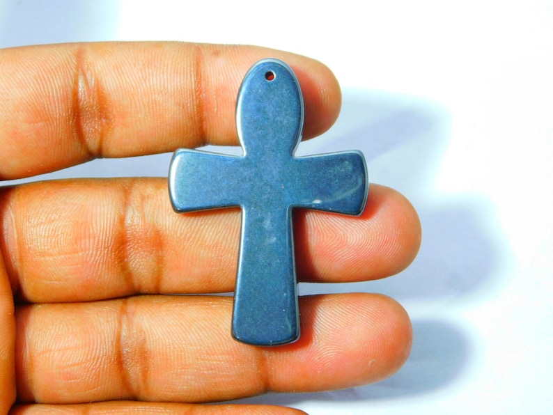 100 /% Natural Hematite Cabochon Cross Pendent Sign Of God Top Quality Jewelry making Stone For Necklace Jewelry Smooth Polished 73 Ct #3813