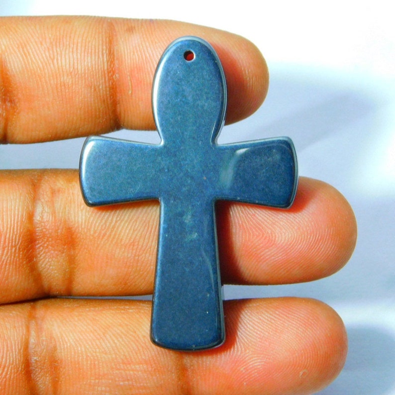 100 /% Natural Hematite Cabochon Cross Pendent Sign Of God Top Quality Jewelry making Stone For Necklace Jewelry Smooth Polished 73 Ct #3813