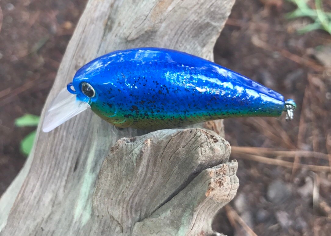 Custom painted 1.5 square bill Crankbait GREEN//GOLD BLK BACK
