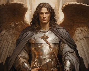 Arcángel con armadura - 45 archivos JPG de alta calidad - Descarga digital - Fabricación de tarjetas, técnica mixta