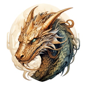 Celtic Dragon Clipart - 45 High Quality JPGs - Digital Download - Card Making, Mixed Media