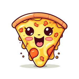Kawaii Pizza Clipart - 45 JPG di alta qualità - Download digitale - Creazione di biglietti, tecniche miste, artigianato digitale con carta
