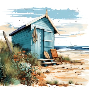 Beach Hut PNG Clipart - 50 High Quality PNG - Instant Download - Card Making, Printable Art, Digital Paper PNG