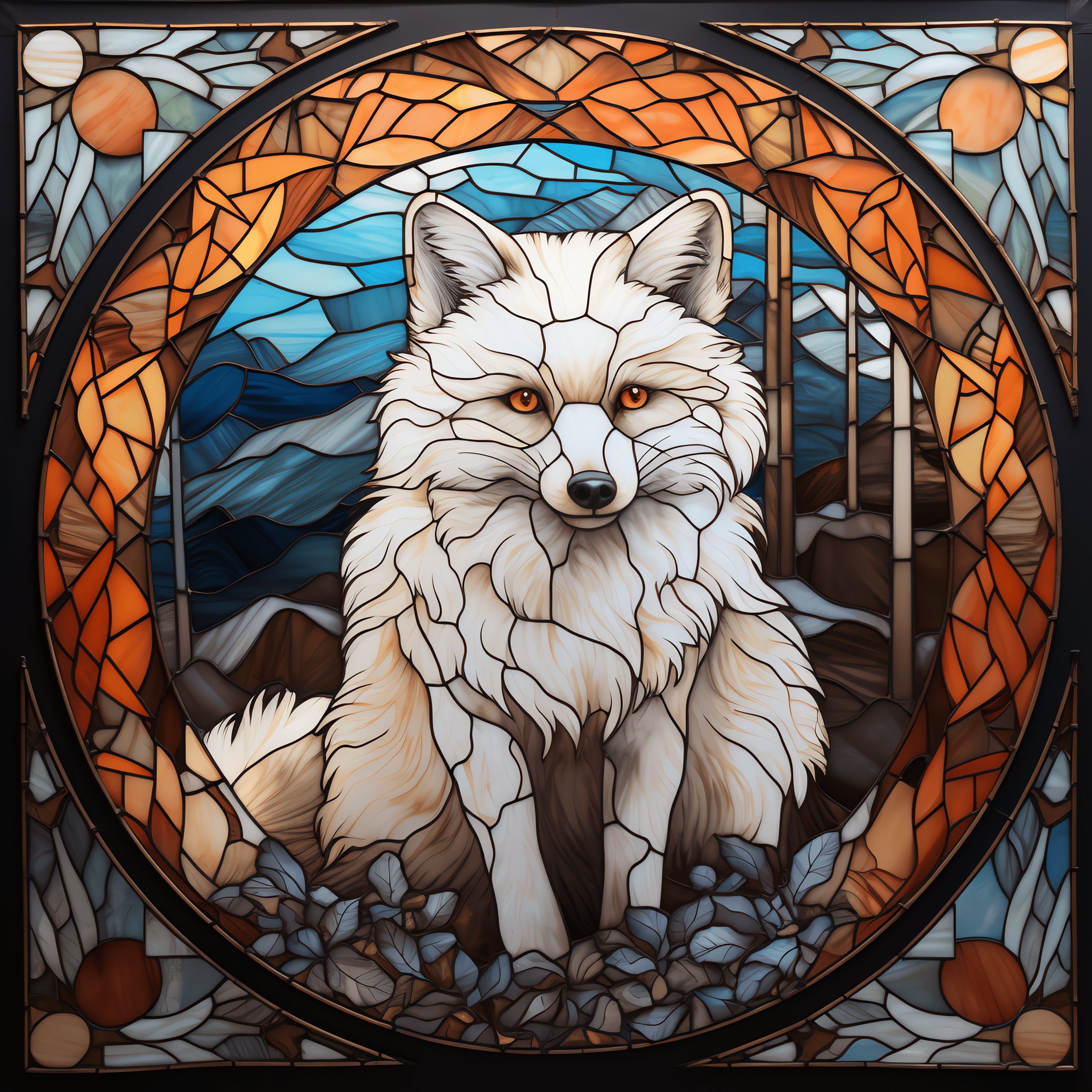 Fox Stained Glass PNG Clipart 45 High Quality PNG Instant Download Card