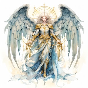 Archangel Watercolor Clipart - 50 High Quality JPGs - Digital Download - Card Making, Mixed Media