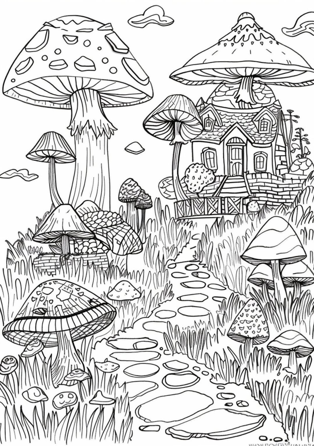 Mushroom Village Coloring Pages PDF Bundle - 35 High Quality Images ...