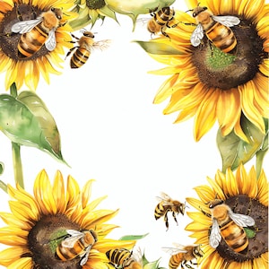 Bijen en zonnebloem PNG-clipartbundel - 51 hoge kwaliteit PNG - direct downloaden - kaarten maken, Mixed Media, Digital Paper Craft PNG