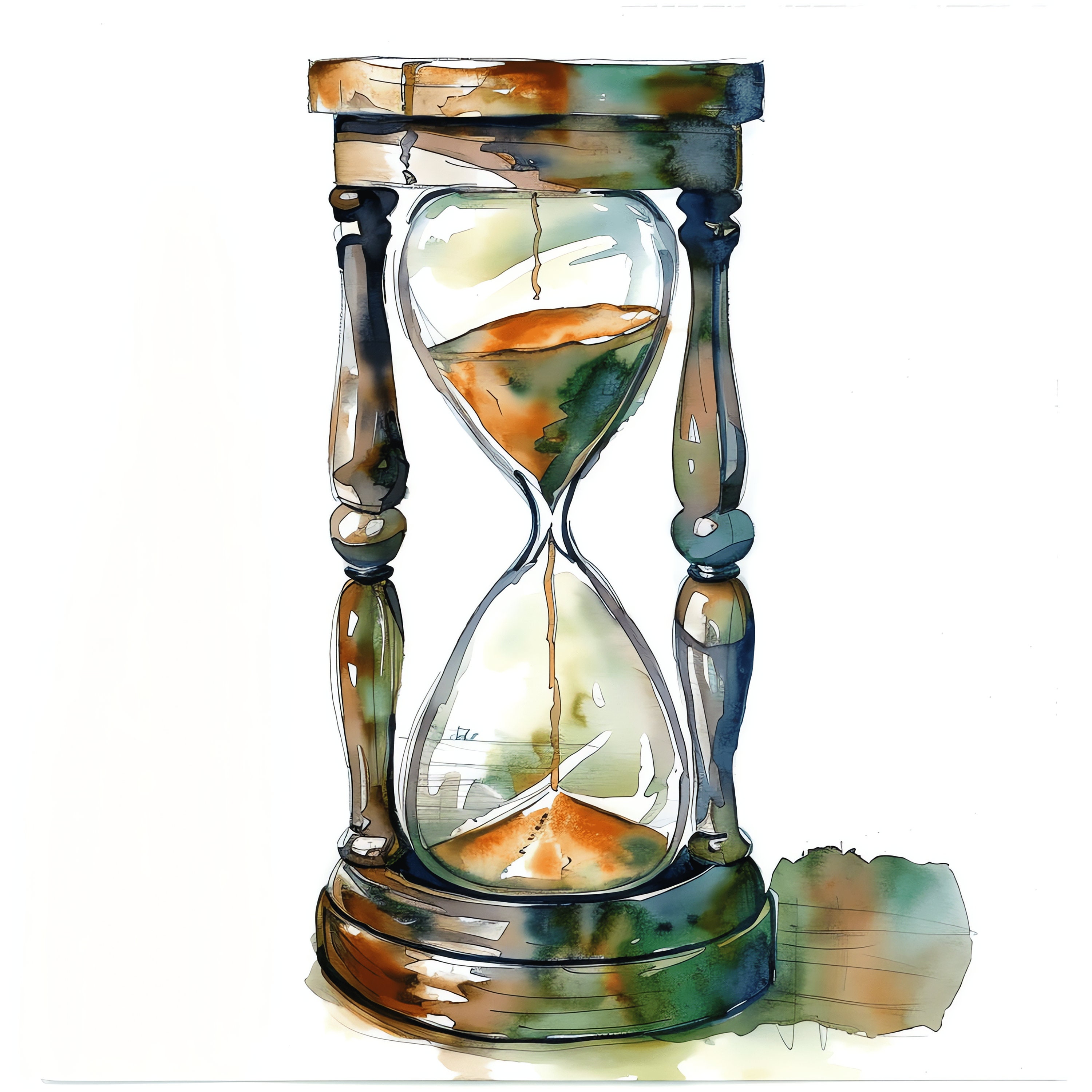 Watercolor Hourglass PNG Clipart Bundle 44 High Quality PNG Instant ...