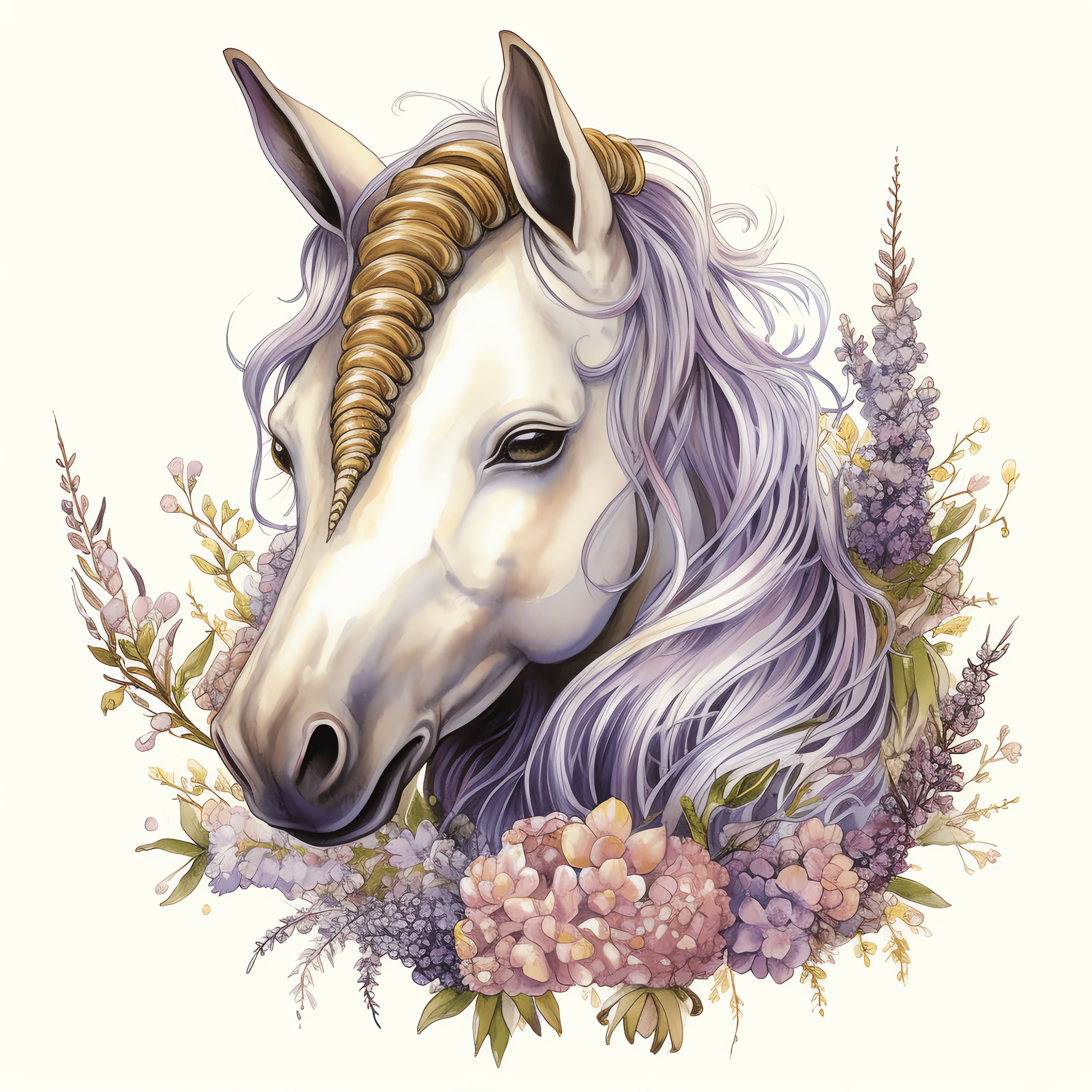 Unicorn With Flowers PNG Clipart Bundle 40 High Quality PNG Instant Download Card Making ...