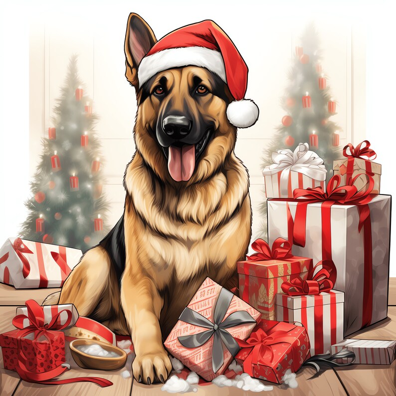 Christmas German Shepherd PNG Bundle - 41 High Quality PNG - Instant ...