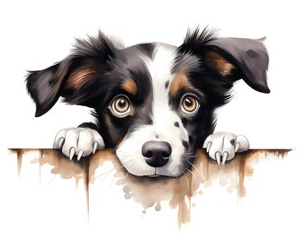 Peeking Dog Clipart - 45 High Quality JPGs - Digital Download - Card Making, Mixed Media, Digital Paper Craft