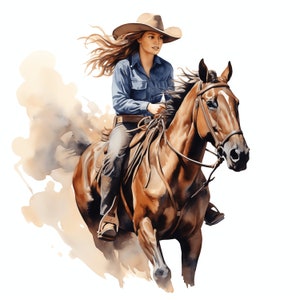 Cowgirl on Horse PNG Clipart Bundle - 45 High Quality PNG - Instant Download - Card Making, Printable Art, Digital Paper - Cowgirl Horseback
