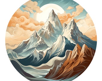 Scenic Mountain Clipart - 50 High Quality JPGs - Digital Download - Landscape Art, Nature Illustration