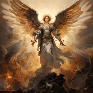Archangel Painting Clipart - 50 High Quality JPGs - Digital Download - Card Making, Mixed Media