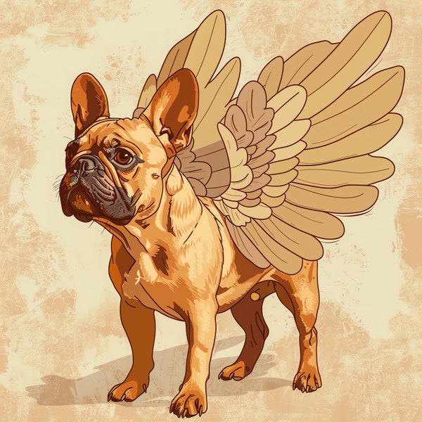 French Bulldog Angel PNG Clipart Bundle - 45 High Quality PNG - Instant Download - Calendar Card Mug Tumbler Tshirt Sublimation Design PNG