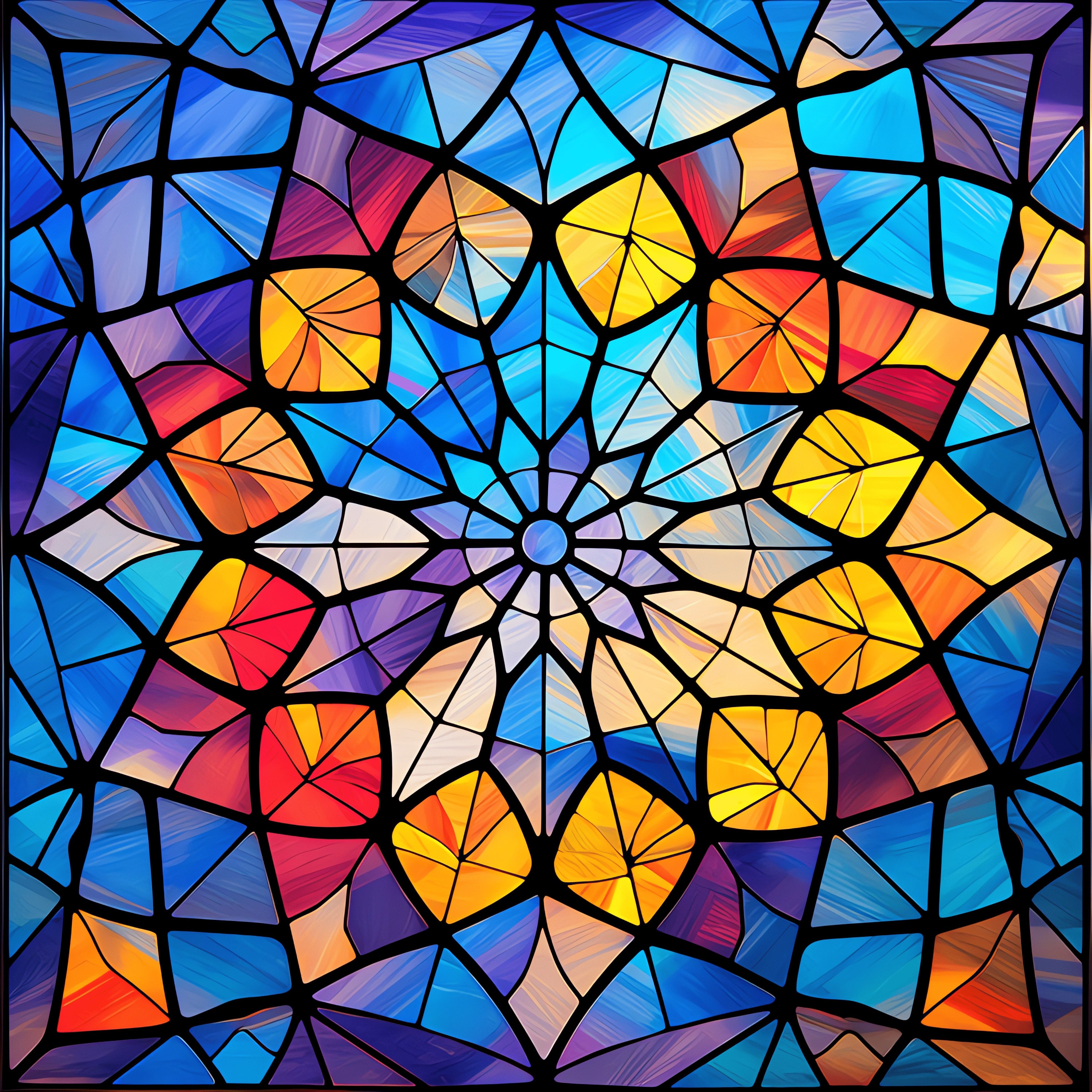 Kaleidoscope Stained Glass PNG Clipart - 50 High Quality PNG - Instant Download - Scrapbooking, Printable Art, Digital Paper PNG