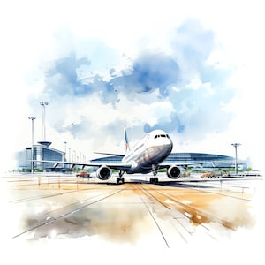 Airport & Runway Clipart - 35 High Quality JPGs - Digital Download - Card Making, Mixed Media, Digital Paper Craft