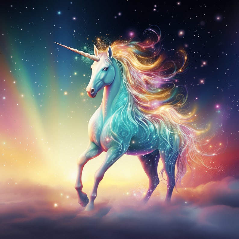 Unicorn With Rainbow PNG Clipart Bundle 40 High Quality PNG Instant ...