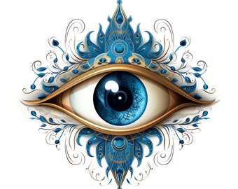 Turkish Evil Eye Clipart - 45 High Quality JPGs - Digital Download - Card Making, Mixed Media