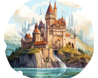 Magical Castle Clipart - 45 High Quality JPGs - Digital Download - Card Making, Mixed Media, Digital Paper Craft
