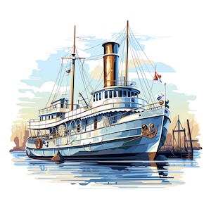 Clipart di rimorchiatori - 40 JPG di alta qualità - Download digitale - Creazione di biglietti, tecniche miste, artigianato digitale con carta